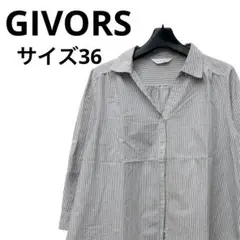 訳ありGIVORSストライプ シャツ 7部　36 ビジネス　オフィスカジュアル