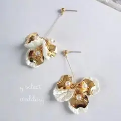 ナチュラル シェル フラワー ロング ピアス イヤリング ♡新品送料無料♡