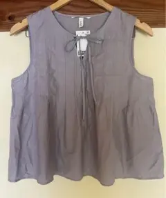 H&M ピンタックコットントップス S ライラック