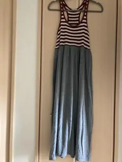 Rinajour ストライプ柄ノースリーブロングワンピース