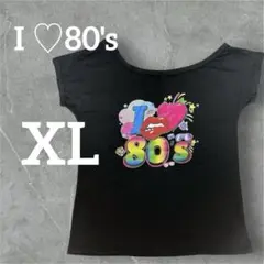 ✨海外古着✨I ♡80's グラフィック Tシャツ 【XL】黒 左右非対称