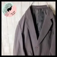 【レトロ感 テーラード ジャケット シンプル あずき色 肩パッド無し L 】