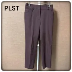PLST プラステ スラックス シンプル スリムフィット ブラウン リネン