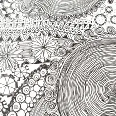 オリジナル　手描き　抽象的　白黒線画　ポストカードサイズ