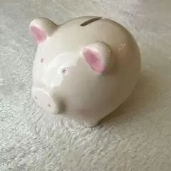 陶器製 豚の貯金箱　ピンク