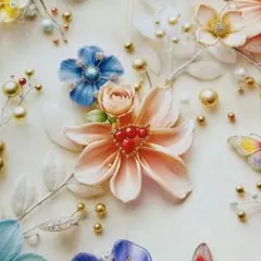 ❣️【限定】おしゃれな蝶々&お花柄立体感　綿100%シーチング生地　100cm