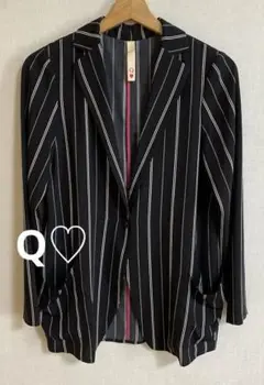 Q♡ キュー　ストライプ　テーラードジャケット