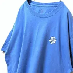 itsaガールシング トライミー 花フラワーロゴ Tシャツ ブルー青XL古着