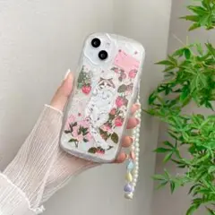 iPhone13ケース,B,ネコ・猫,ストラップ,油絵,イチゴ・苺,アイフォン