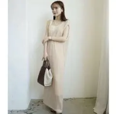 Acka half mesh knit one-piece