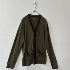 HALBハルプ　メンズ長袖 カーディガン　Ｍサイズ　オリーブグリーン