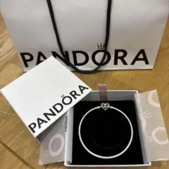 【新品・非売品】Pandora ハート型チャーム付きシルバーブレスレット　19号