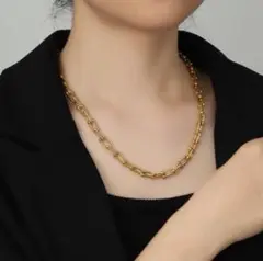 ハードウェア リンクネックレス A ゴールド U字 チェーン アクセサリー 男女