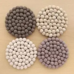 フェルト コースター こげ茶など 4個