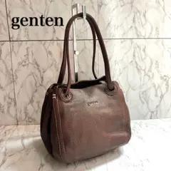 【シボ革/ステッチ】genten レザー ミニトート ハンド バッグ 人気 レア
