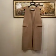ZARA ウールブレンド　ロングベスト　ロングジレ　xs-s