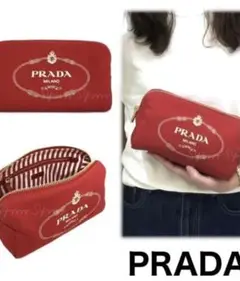 プラダ カナパ ポーチ レッド