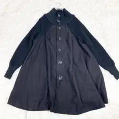 ウールコート　個性的　ブラック　黒　　XL