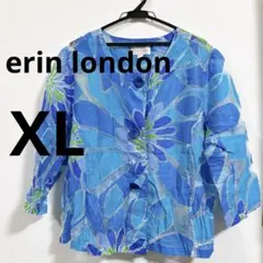 erm london 花柄五分袖シャツ XL 青