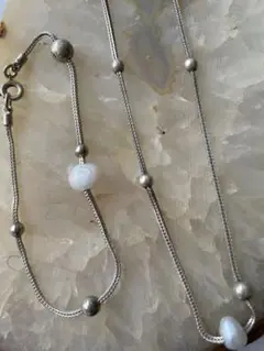 agete silver 淡水パールネックレス&ブレスレット