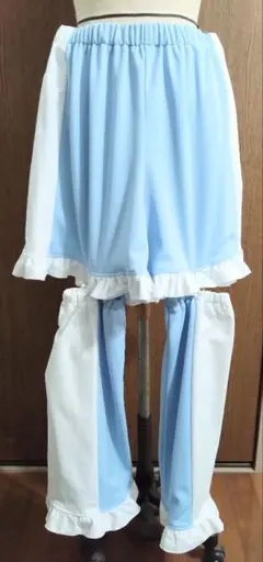 【ハンドメイド】 ハーフパンツ、レッグウォーマーセット　水色
