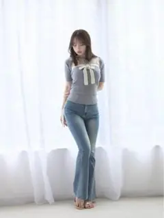 andmary Bicolor ribbon tops アンドマリー