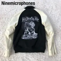 ナインマイクロフォンズ　スカジャン　ブルー　詩 NineMicrophones NineMicrophones - ナインマイクロフォンズ スカジャン ブルー