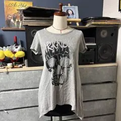 CECIL Mc BEE グレー スカルプリント 半袖Tシャツ