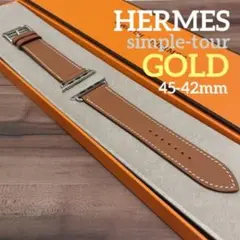 【新品】apple watch HERMES ゴールド 45-42mm #293