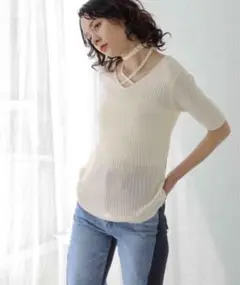 JEANASIS リブネックストリングSS オフホワイト