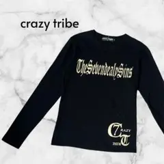 crazy tribe クレイジートライブ 長袖カットソー ロゴプリント 黒 M