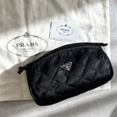 【美品 鑑定済】PRADA プラダ ポーチ キルティング ナイロン 黒