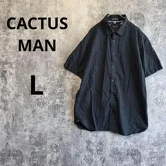 a3868【CACTUS MAN】ドット柄半袖シャツ 花柄 L