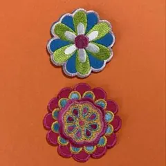 A1944 曼荼羅花　2種　刺繍ワッペン　アイロン
