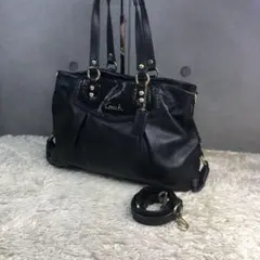 コーチ 2way トートバッグ ショルダーバッグ レザー 黒 ブラック
