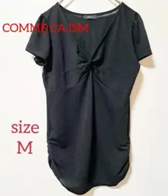 COMME CA ISM 黒 半袖 トップス M　カットソー　ブラウス