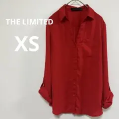 THE LIMITED 【XS】レッド 長袖シャツ Ｖネック シンプル 無地