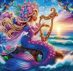ダイヤモンドアート　ハープを奏でる人魚姫　30×30 製作ツール付き