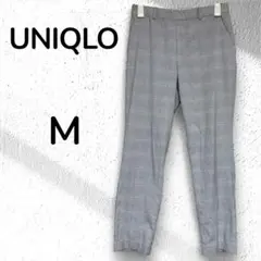 【UNIQLO】EZYアンクルパンツ M グレー グレンチェック