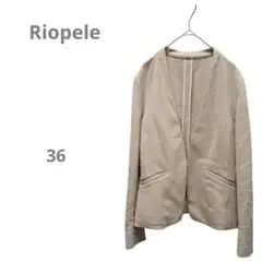 【アンタイトル Riopele】ノーカラージャケット ベージュ 36 S
