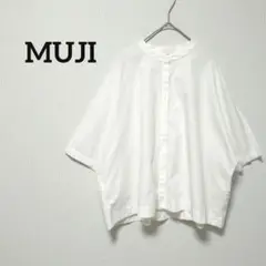 無印良品 MUJI 半袖ブラウス シャツ M〜L ホワイト シンプル