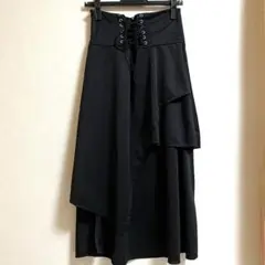 フレアロングスカート レースアップ アシンメトリー 量産 地雷 パンク ゴスロリ