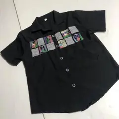 刺繍シャツブラウス　青ボタン　A736