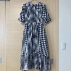 しまみさ　しまむら　青木美沙子　ギンガムチェックワンピース　Lサイズ　黒