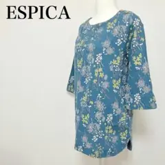 〇 ESPICA エスピカ トップス カットソー 花柄 9分袖 M