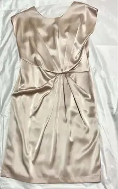 【美品】【トロワズィエムチャコ】膝丈ドレス ワンピース ベージュ