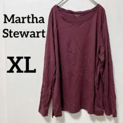 Martha Stewart【XL】バーガンディ 長袖Tシャツ ストレッチ