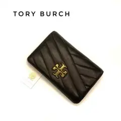 TORY BURCH レザー 二つ折り財布 黒 トリーバーチ キルティング