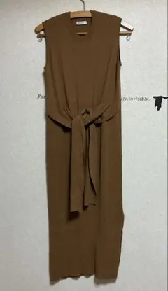 SPRING FIELD ブラウンニットロングワンピース