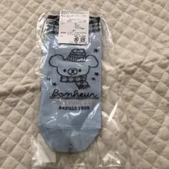 pom ponette 水色　クマ　デザイン靴下 23-25cm